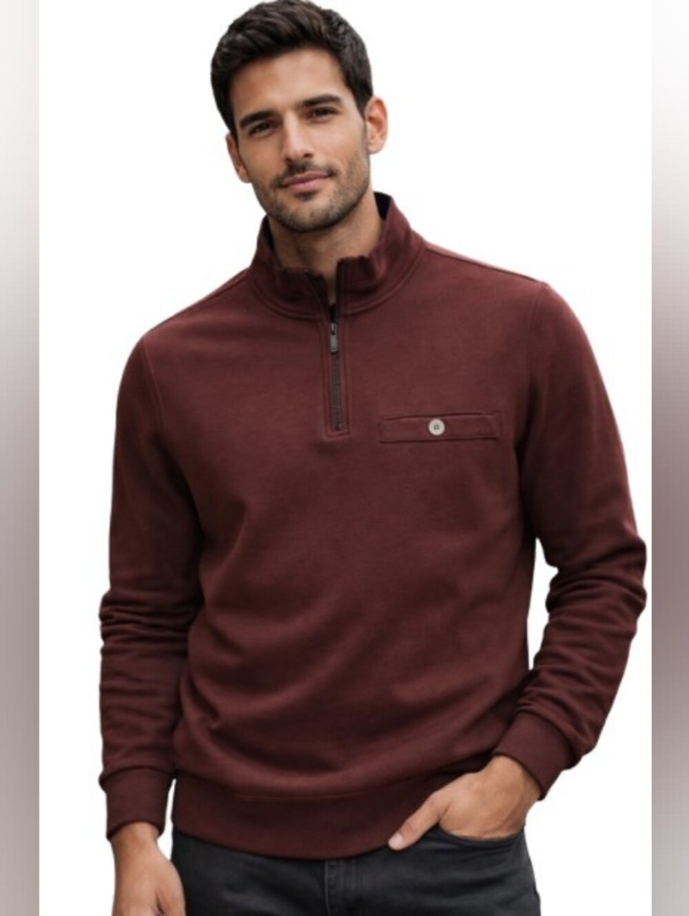 Kirklands Men's Maroon Quarter-Zip Pullover Medium